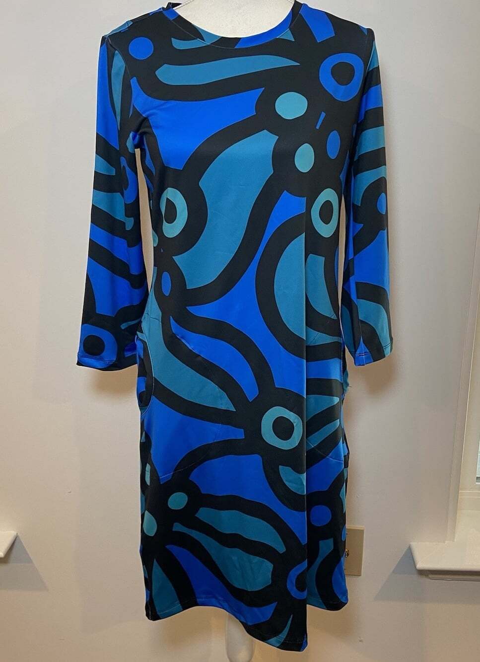 NWT Lesley Evers Dress Arden Chicka Boom Blue Stretch Medium M New